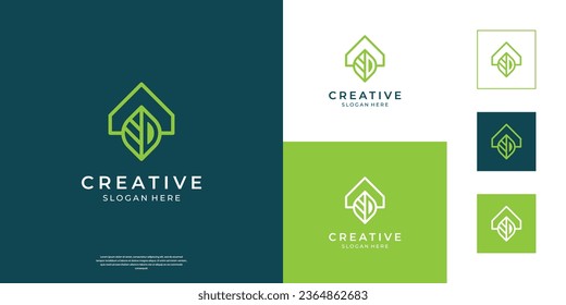 Minimalist eco home logo design template