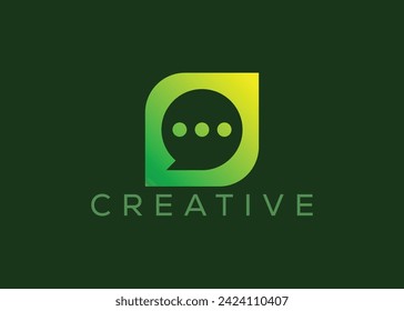 Plantilla vectorial de diseño de logotipo de eco-chat minimalista. Logo de chat de naturaleza moderna