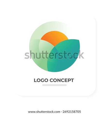 minimalist and eco-friendly logo featuring abstract green leaf shapes with soft gradients and clean geometry