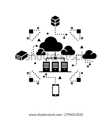 Minimalist Edge Computing Node Silhouette Icon