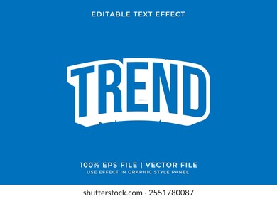 Minimalist editable 3d blue TREND text effect with vibrant pop color