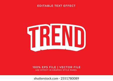 Minimalist editable 3d red TREND text effect with vibrant pop color