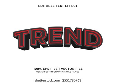 Minimalist editable 3d TREND text effect with black and red color