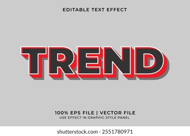 Minimalist editable 3d TREND text effect with black and red color