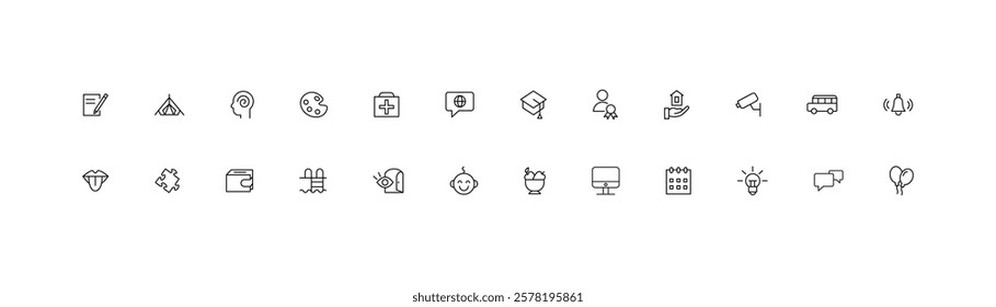 Minimalist Education and Activities Icons Set Vector