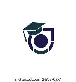 Logotipo de crecimiento de Educación minimalista. Graduate Hat y Arrow Up Logo. Estudio y Crecimiento Unique College and University Logo Design Plantilla.