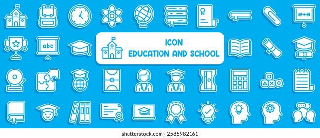 Minimalist Education and School Icons: Clear, Simple Symbols Representing Learning and Development.