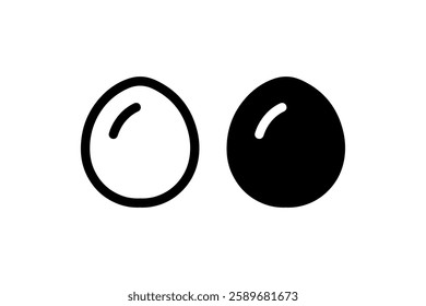 Minimalist Egg Icon in Outline and Solid Vector