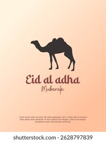 Minimalist Eid al-Adha design with camel silhouette. Great for Islamic celebrations, Qurban, and Eid Mubarak greetings.