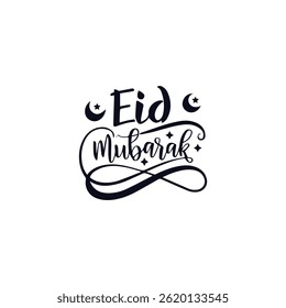 Minimalist Eid Mubarak Typography Greeting with vector design

