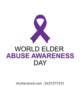 Minimalist Elder Abuse Awareness Day Poster with Purple Ribbon
