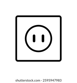 Minimalist electric socket icon isolated on white background. Simple outline vector illustration, perfect for technology graphics, electrical branding, and power supply concepts