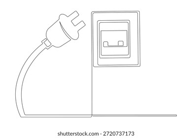 Linha contínua de saída elétrica minimalista desenho simples estilo contorno