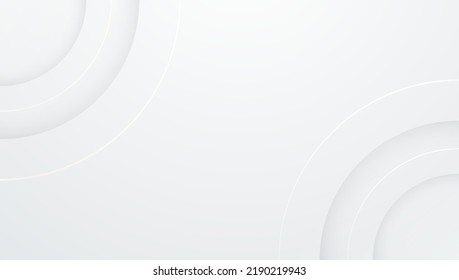 Minimalist and elegant, 3D overlap modern white background abstract circle shape with shadow overlay golden line effect design vector illustration