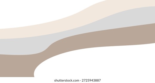 Un fondo abstracto minimalista y elegante con líneas onduladas y fluidas en varios tonos neutros de beige, gris y marrón, sobre un fondo blanco limpio, creando una sensación de diseño tranquilo y moderno.