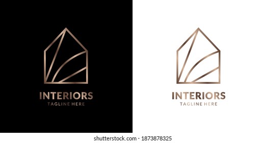 minimalist and elegant abstract house logo for real estate, construction, interior, exterior home decoration