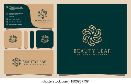 minimalist elegant beauty flower logo design vector illustration with line art style, modern company business card template