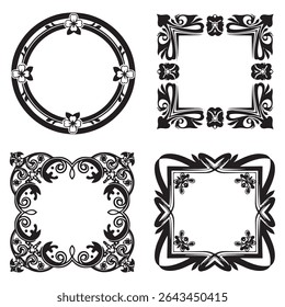 Minimalist and Elegant Blooming Vintage Decorative Floral Frames Vector Set Packs
