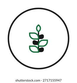 A minimalist and elegant botanical logo showcasing a stylized plant with vibrant green leaves arranged artistically within a circular frame. The design evokes a sense of natural freshness, wellness,