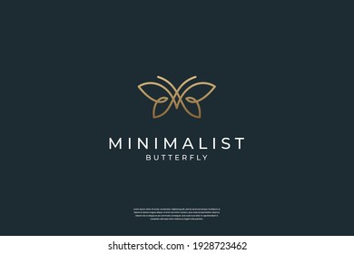 Minimalist elegant Butterfly logo design with liner