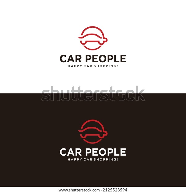 Minimalist and elegant car design in red Car\
vector design with\
people