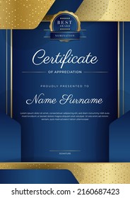 Minimalist elegant certificate template with abstract geometrics background border decoration. Suit for presentation, award certificate, diploma certificate