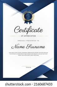 Minimalist elegant certificate template with abstract geometrics background border decoration. Suit for presentation, award certificate, diploma certificate