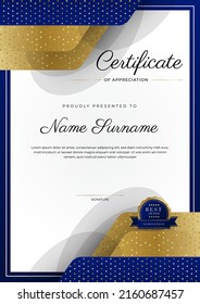 Minimalist elegant certificate template with abstract geometrics background border decoration. Suit for presentation, award certificate, diploma certificate