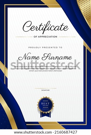 Minimalist elegant certificate template with abstract geometrics background border decoration. Suit for presentation, award certificate, diploma certificate