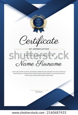 Minimalist elegant certificate template with abstract geometrics background border decoration. Suit for presentation, award certificate, diploma certificate