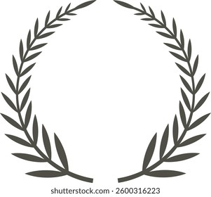 Minimalist and elegant circular laurel wreath creating a sophisticated frame, ideal for awards, logos, or decorative elements, symbolizing victory, achievement, and honor
