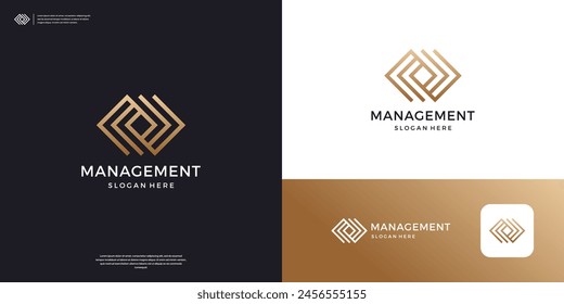 Minimalist elegant corporate management logo design inspiration.