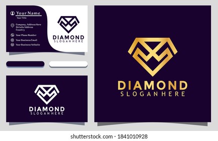 Diseño minimalista y elegante del logotipo Diamante Vector de diseño Ilustración, plantilla de tarjeta de visita