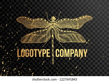 Minimalist elegant Dragonfly logo design with line art style