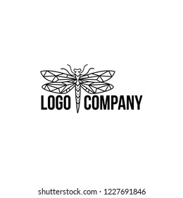 Minimalist elegant Dragonfly logo design with line art style