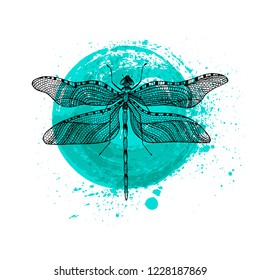 Minimalist elegant Dragonfly logo design with line art style