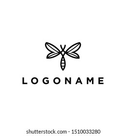 Minimalist elegant Dragonfly logo design with line art style