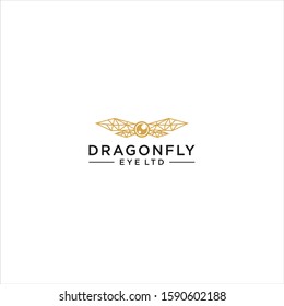 Minimalist elegant Dragonfly logo design with line art style, photography