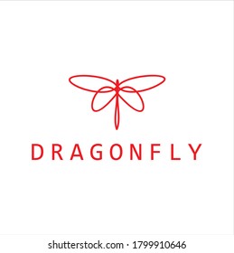 Minimalist elegant Dragonfly wings logo design with line art style