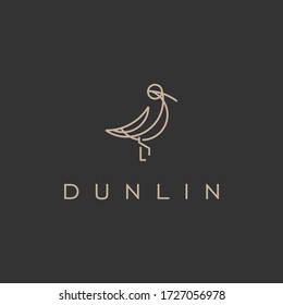 Minimalist elegant Dunlin Bird logo design with line art style