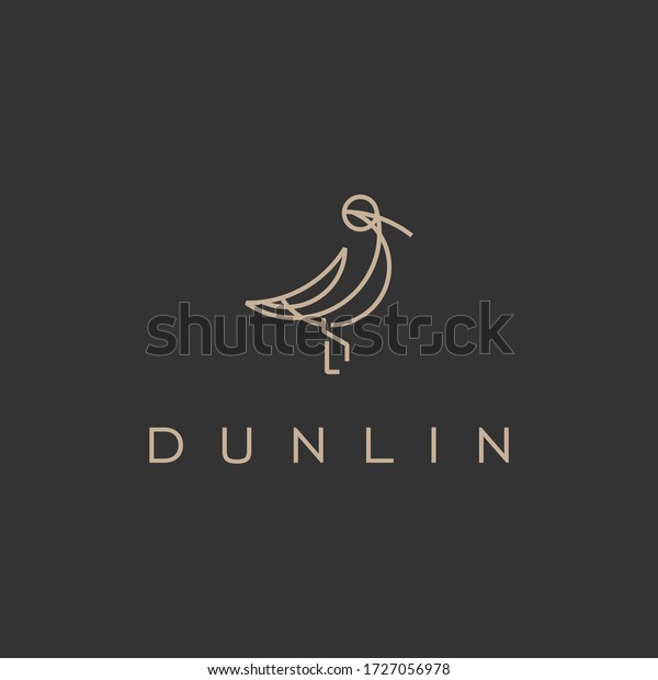 Minimalist elegant Dunlin Bird logo design with\
line art style