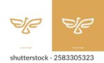 Minimalist Elegant Eagle Logo Design. Luxury Eagle Hawk Falcon Graphic Icons. Flying Bird Logo Design Template. 
