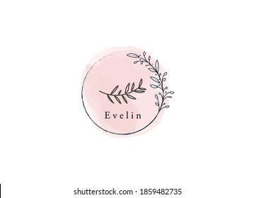 The minimalist, elegant, feminine, leaf, flowers logo designs template. Vector Logo