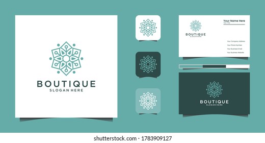 Minimalist elegant floral logo for beauty, cosmetics, yoga and spa. logo design and business card