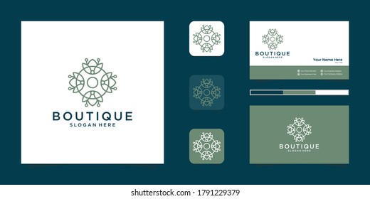 Minimalist Elegant Floral Logo For Beauty, Cosmetics, Yoga And Spa. Logo Design And Business Card