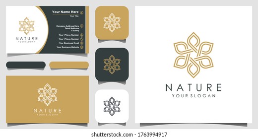 Minimalist elegant floral rose logo design with line art style. logo for beauty, Cosmetics, yoga and spa. logo and business card design