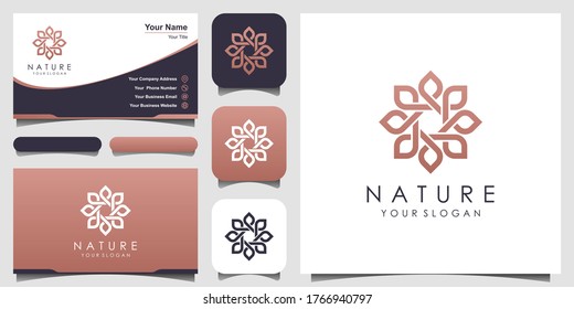 Minimalist elegant floral rose logo design with line art style. logo for beauty, Cosmetics, yoga and spa. logo and business card design