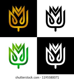 minimalist elegant flower logo design with line art style
