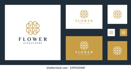 Minimalist elegant Flower logo design with line art style