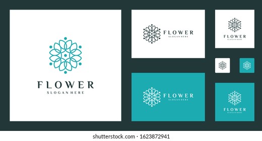 Minimalist elegant Flower logo design with line art style